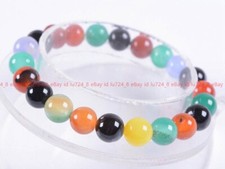 8mm Fashion Multi-Color Agate Round Gemstone Beads Stretchable Bracelet 7.5"
