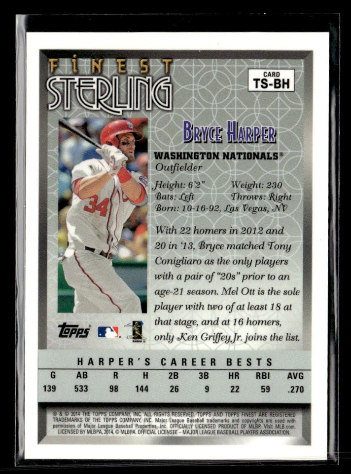 2014 Finest #TS-BH Bryce Harper Refractor Near Mint - Image 2 of 2