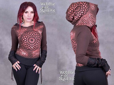 KAPUZENPULLOVER SWEATSHIRT Hippie Pixie Psytrance Festival Party Top Fair Trade Goa