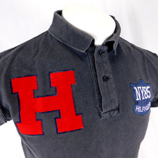 Tommy Hilfiger Black Polo Golf Shirt NY85 Large H Logo 5 Sz M