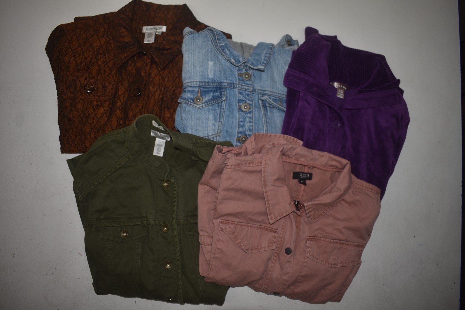 Wholesale Bulk Lot Of 5 Womens Size XL 16 18 Winter Button Up Hoodless