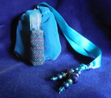 Fluorite Stone Point Beaded Massage Wand in Forest & Teal Green Blue Purple OOAK