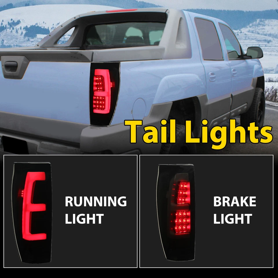 Luces traseras LED de tubo negro humo para Chevy Avalanche 1500 2500 02-06 lámparas de freno Foto 3 de 4