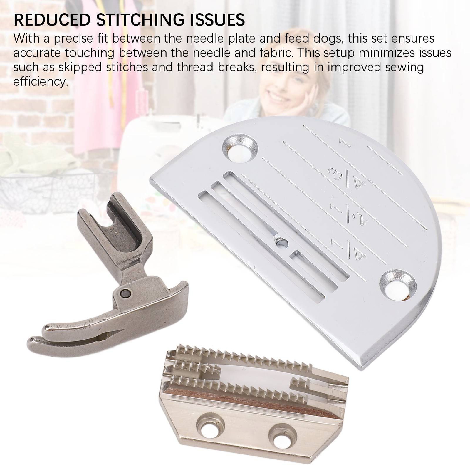 Industrial Sewing Machine Needle Plate Feed Dog Presser Foot Set FD502803 XDN18T