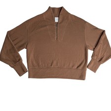 Varley Davidson Zip-up Double Soft Pullover in Golden Bronze Size Small