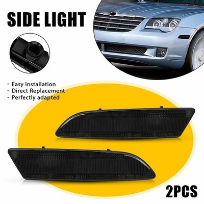 2x Smoke Lens Front LH+RH Side Marker Light Housing For 04-08 Chrysler Crossfire