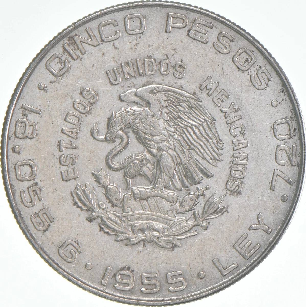 1955年 メキシコ銀貨 5ペソ MS65 銀貨 25+ 1955 Silver Mexican Coins for sale | Updated Oct 2026