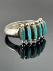 Vintage Zuni Janice Paloma Needlepoint Turquoise Ring Size 7 Sterling Silver 925
