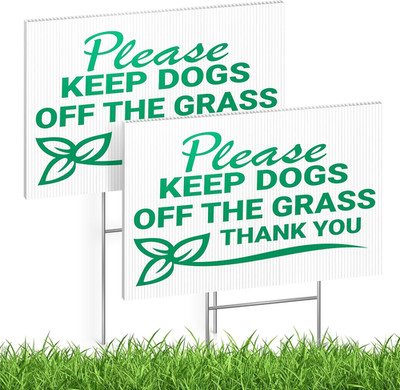 2 PC Please Keep Dogs off Grass Sign, 8X12 DS Coroplast Curb Your Dog Signs for 