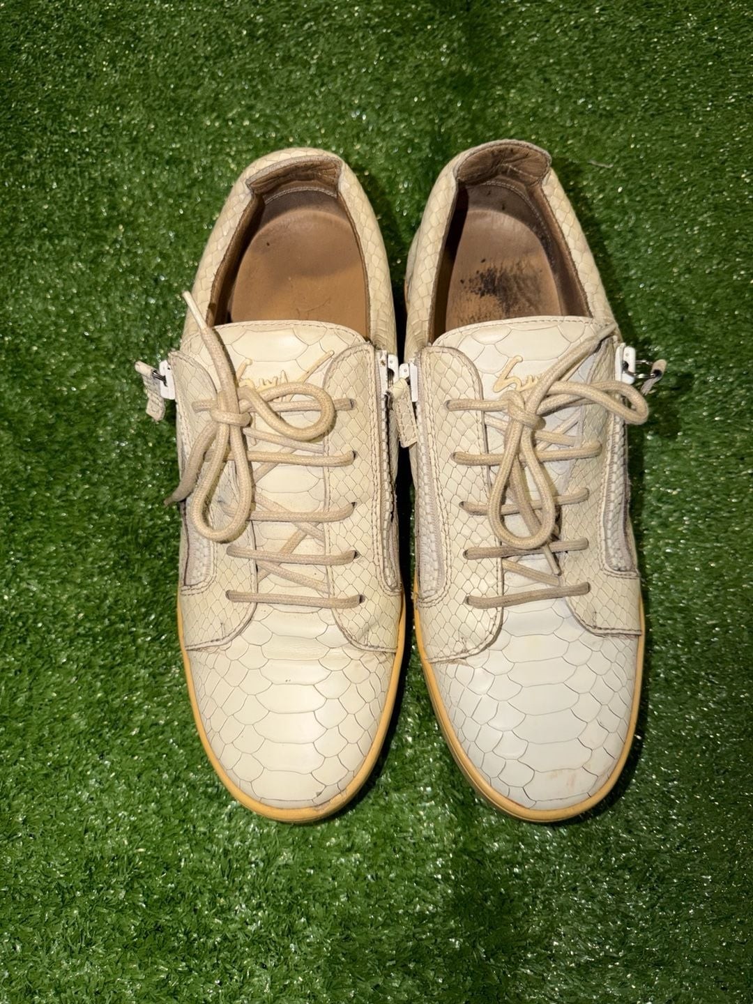 Giuseppe Zanotti Gail Beige Python Embossed Leath… - image 4