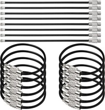 Anjmd 50 Pieces Metal Cable Key Rings 4 Inch Stainless Steel Wire Keychain Cable