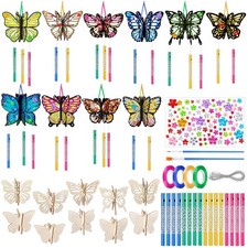 30 Pack Butterfly Wind Chime Making Kit Spring Make Your Own Wooden DIY Butte...