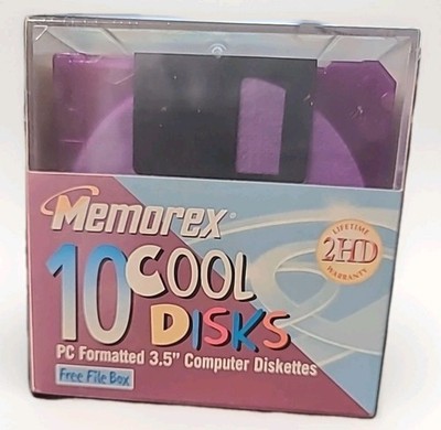 10 Pack Memorex 2HD 3.5'' Computer Diskettes PC Format Cool Disks New Sealed