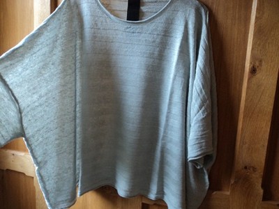 VIELSEITIGER RUNDHOLZ OVERSIZED GRAUER STRICKPULLOVER LEINENMIX GR. S/M/L/XL Neu mit Etikett