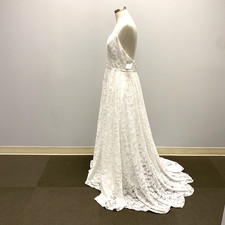 Melissa Sweet MS161213 Stretch Lace Spaghetti Wedding Dress Empire White Sz 12