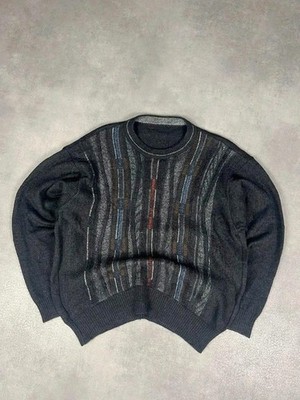 Vintage Strick Pullover Wolle Streifen Muster Mehrfarbig Coogi Style M