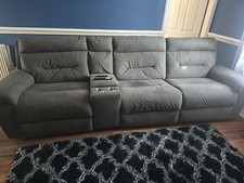 DFS Grey Suede 3 Seater Electric Recliner Sofa with USB Port