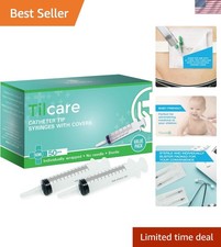 60ml Catheter Tip Syringe with Covers 50 Pack by - Sterile Plastic Medicine F...