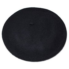 Women French Wool Beret Hats - Solid Color Classic Beanie Winter One Size Black