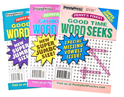 Lot of 3 Penny Press Finest Dell Good Time Word Search Seek Puzzle Find Books
