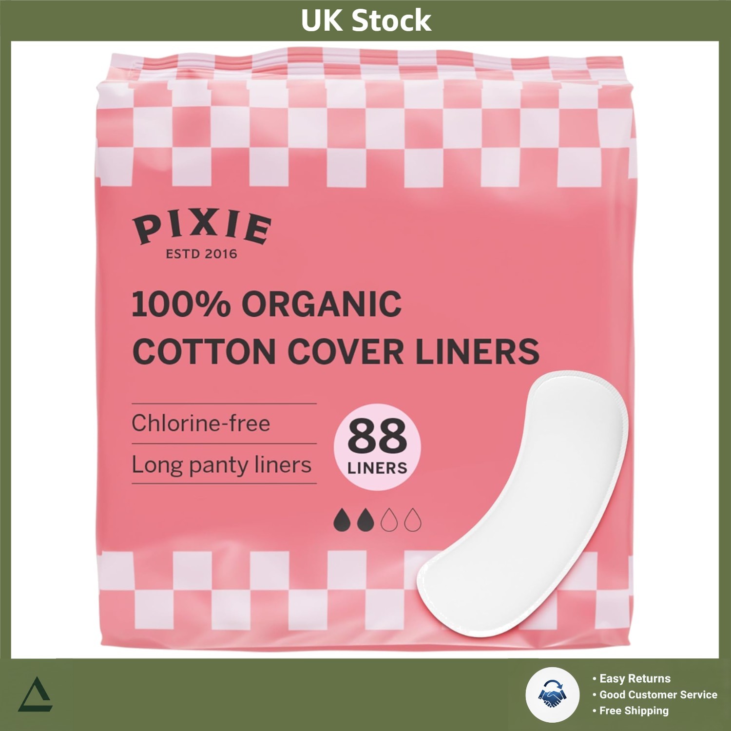 Organic Cotton Long Panty Liners Ultra-Thin Light Absorbency Unscented 88 Count