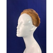 Vintage 50s 60s Real Fur Headband Brown Mink Style Winter Halo Hat