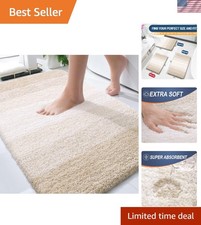 Luxurious Light Beige Microfiber Bath Mat 30x20 - Non-Slip Plush Comfort