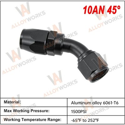 2PCS 45° Degree 10AN 7/8-14 UNF Hose End Fitting Swivel Fit CPE Braided Hose US
