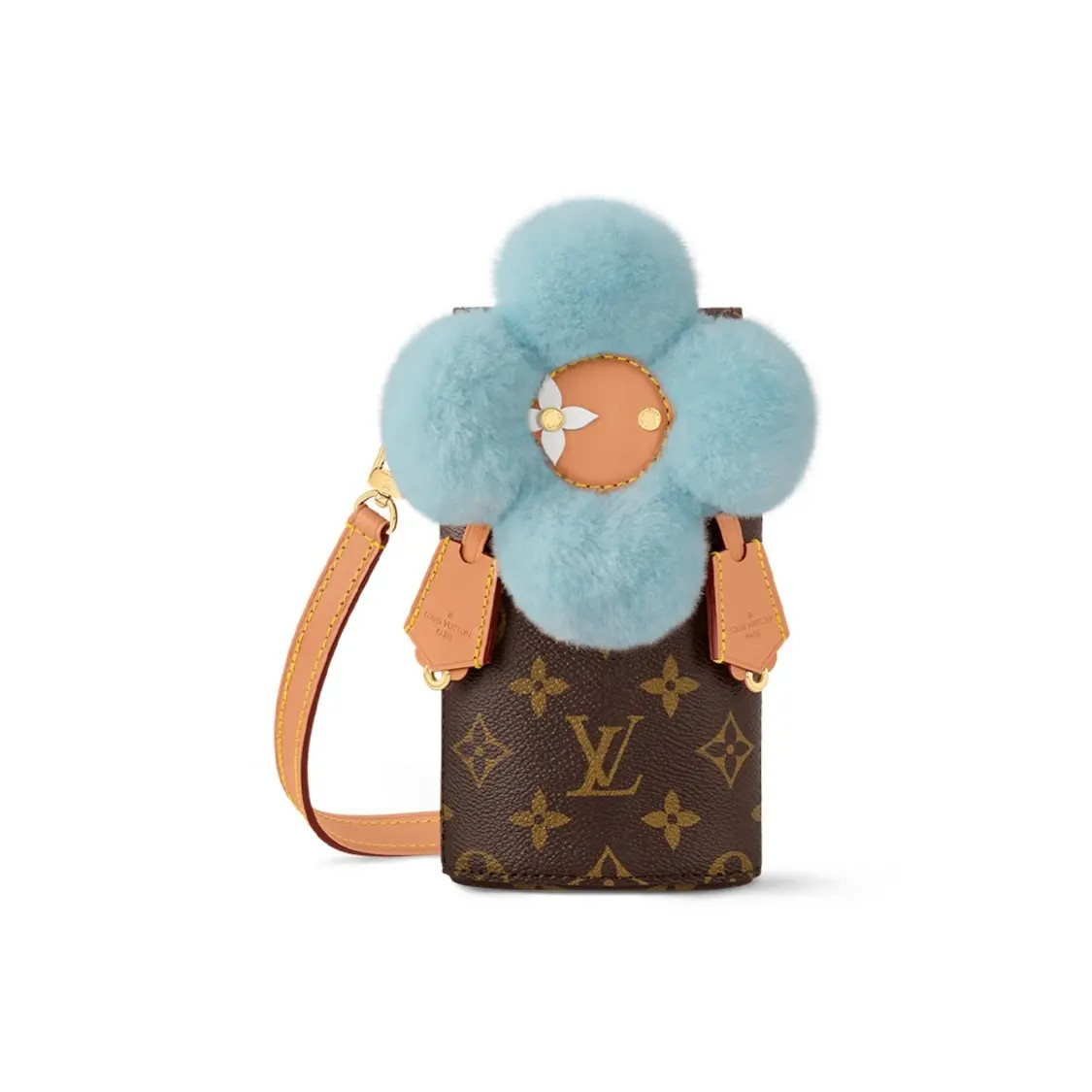 LOUIS VUITTON Logo Print Crossbody Phone Bag Unisex 3.9x1.8x6.9 in