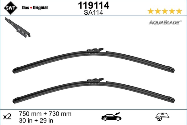 Swf Wischblatt Scheibenwischer Das Original Aquablade 119114 FüR Cj Ck Ford Max-image