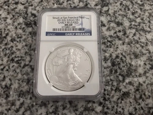 2013 (S) $1 AMERICAN SILVER EAGLE NGC MS69 ER STRUCK AT SAN FRANCISCO MINT LABEL