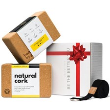 Cork Yoga Blocks 2 Pack High Density Non Slip with Select Cork Grain for Ch...