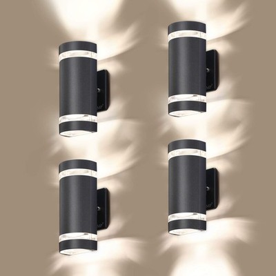 LED 4 Pack Semi Cylinder Up and Down Lights Outdoor Wall Light,Body in Alumin...
