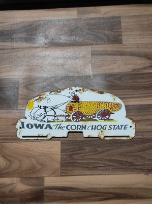 Porzellan Iowa The Corn Emaille Blechschild Platte Größe 10'' x 4,5'' Zoll