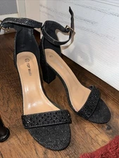 Top Moda Hannah Chunky Heel Sandal Black Size 7.5