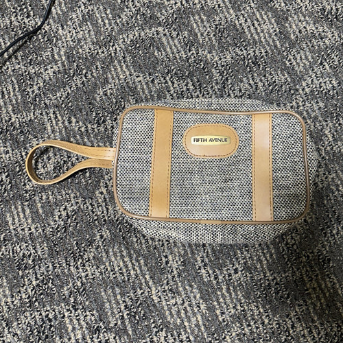 Vintage Fifth Avenue Tweed Hanging Travel Garment Bag w/ Tan Trim and Hand Bag