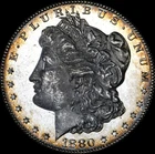 1880-S Morgan Silver Dollar UNC Color Rim Toning, PL, 1/4  of set, As Shown, 106