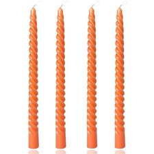 Orange Gradient Spiral Twisted Unscented Taper Candles 10 Inch 4 PCS Set
