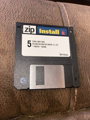 IOMEGA ZIP INSTALL FLOPPY DISK 5 EN135705 DOS WINDOWS WIN 95 5.20 Nov 1996