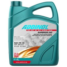 Motoröl Motor Öl ADDINOL 0W-40 Superior 040 4 Liter für Audi Mercedes Opel Dacia Motoröl Motor Öl ADDINOL 0W-40 Superior 040 4 Liter für Audi Mercedes Opel Dacia