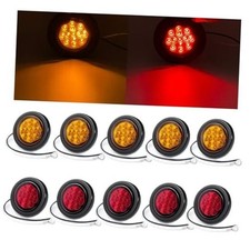 2.5" Inch Round LED Marker Lights 13 LEDs Reflectors, 5 Amber + 5 Red 2 1/2" 