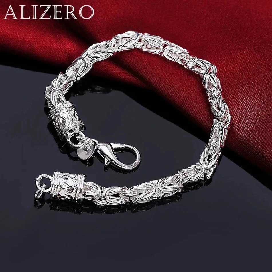 ALIZERO 925 Sterling Silver Faucet Chain Bracelet Women Men