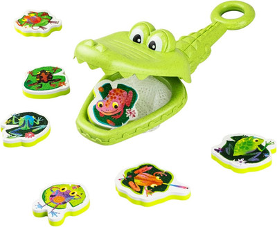 Croc Chasey ECO Bio-Plastic Fun Bath Toy for Toddlers - Catch & Scoop Frogs with