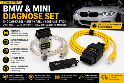 BMW Diagnose Komplettset   USB Stick + ENET + KDCAN Kabel komp. ISTA, INPA, NCS