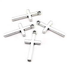100pcs 13x27mm Silver Small Cross Charms 13x27mm, Antique Silver 13x27mm