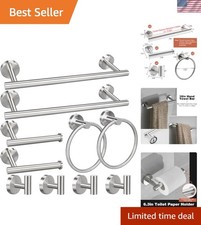 Modern 10-Piece Bathroom Hardware Set - Brushed Nickel Contemporary Spa Look