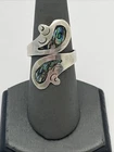 VINTAGE STERLING SILVER 925 TAXCO MEXICO ABALONE SHELL BYPASS RING  8 3/4