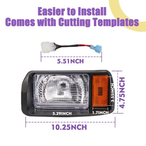 Club Car DS Headlights, Factory Style DS Halogen Headlights Kit-Passenger and... - Picture 2 of 8