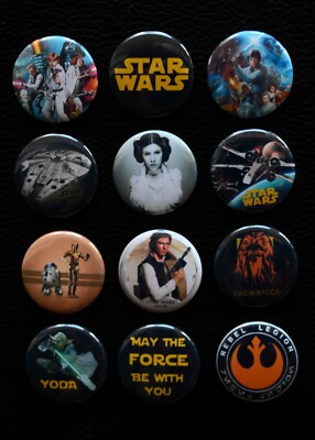 Star Wars Characters FREE Shipping 1 Inch Buttons Set of 12 - Star Wars Characters FREE Shipping 1 Inch Buttons Set of 12 -
