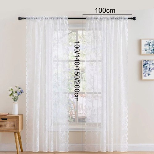 Gauze Lace Sheer Curtain Embroidered Tulle Curtain Window Drapes Living Room - Picture 2 of 16